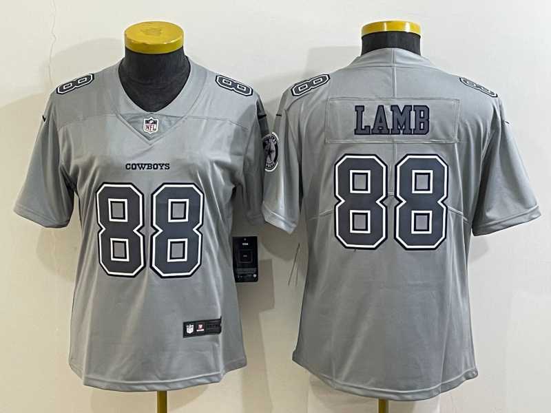 Womens Dallas Cowboys #88 CeeDee Lamb Grey Atmosphere Fashion 2022 Vapor Untouchable Stitched Nike Limited Jersey->women nfl jersey->Women Jersey